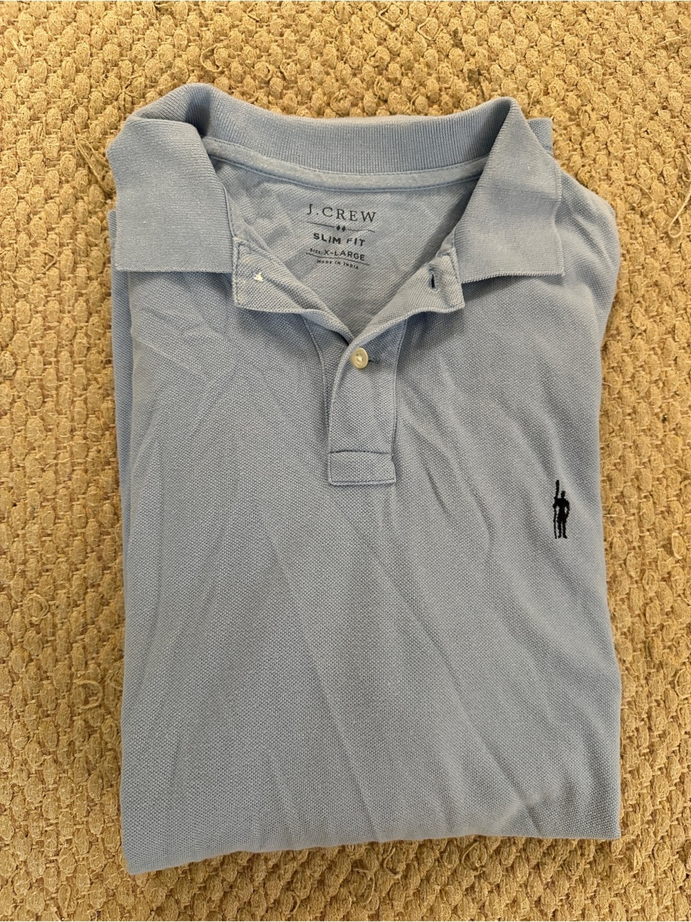 J. Crew Slim Fit Pale Blue Polo with Embroidered Logo